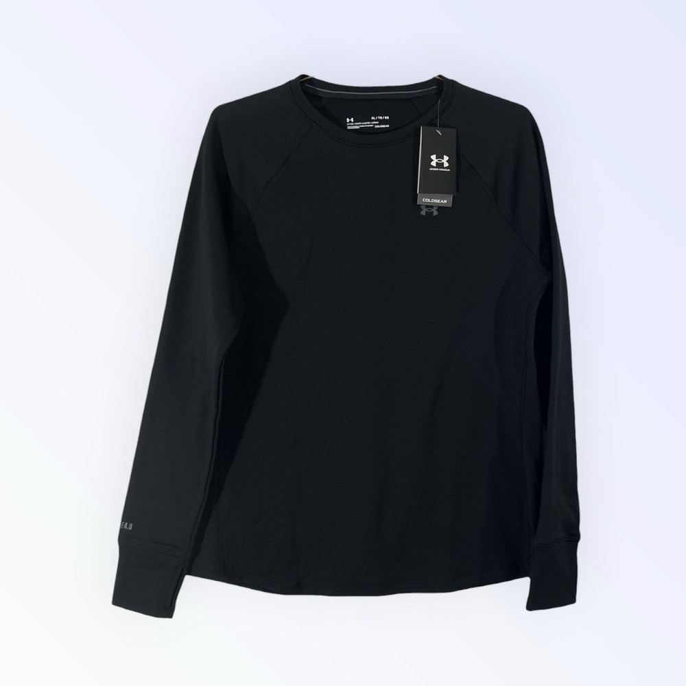 NWT Under Armour Base 4.0 ColdGear Women's Crew Long Sleeve Shirt LARGE Black